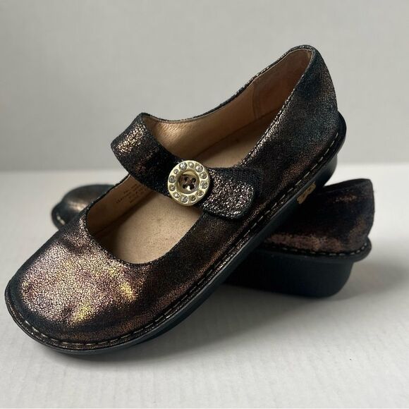 Alegria Paloma Soft Metallic Mary Janes Gold 38/US 8-8.5 - Picture 1 of 6